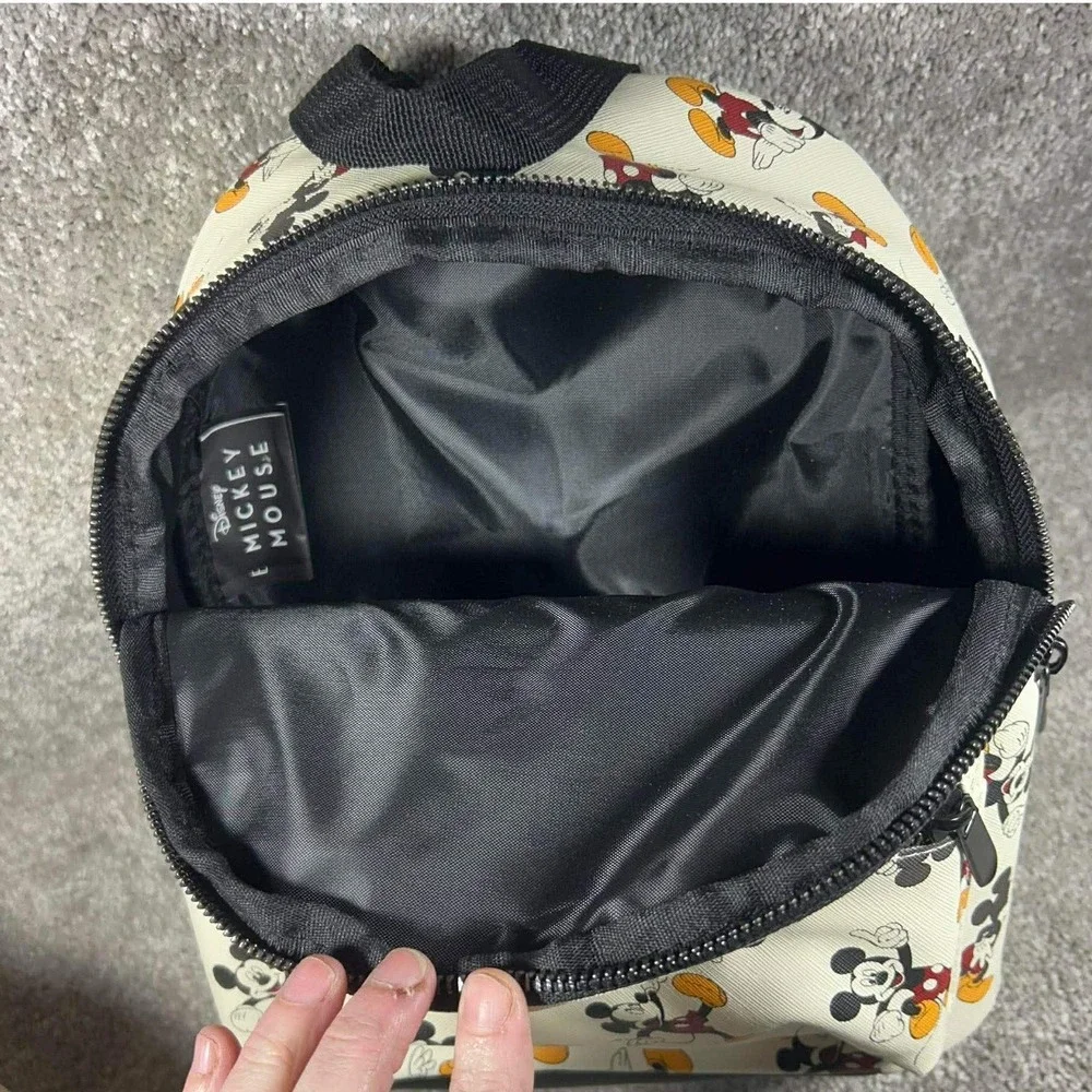 Disney Mickey Mouse Mini Backpack All Over Print Character Bag Small Cream Black